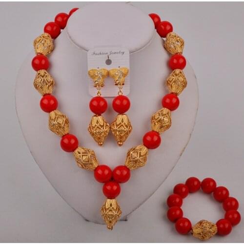 Red African Beads Jewelry Set