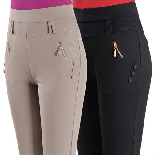 New High quality women High-waisted Casual pants Female Plus Size S-8XL Stretch Slim Pants Womens Autumn Winter black pants