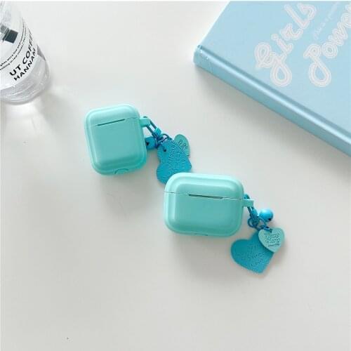 Plain Pure color Earphone Case for Airpods pro 3 2 1 LOVE heart Keychain Accessories Protective Headset Cases Charging Box cover