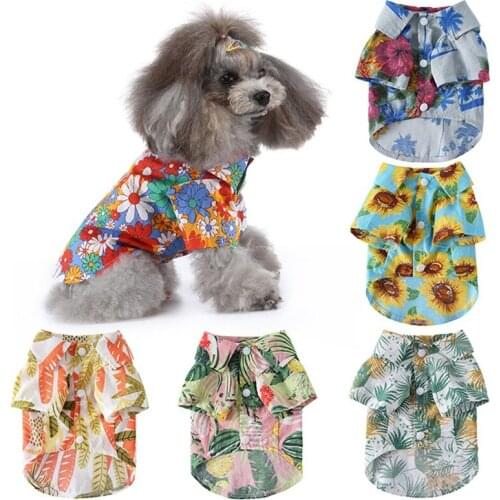 Print Dog Clothes Shirt Trendy Pet Clothing Small Dogs Coat Jackets Fashion Hawaiian Style French Bulldog Blue Ropa Para Perro