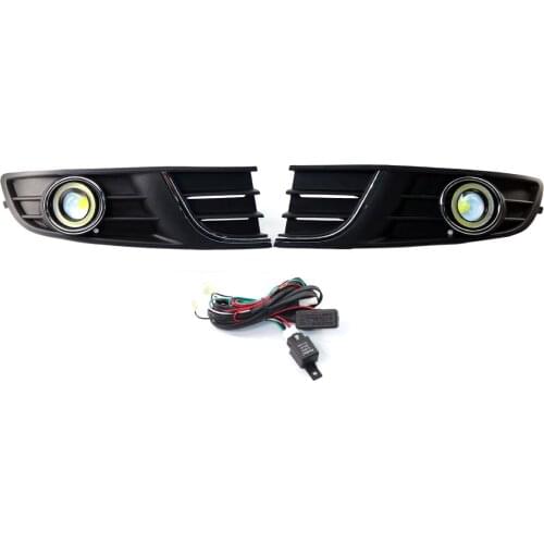 Front Bumper Fog Light Grille Grill Cover With LED Fog Lamps For VW For Polo 2011-2013 6QD854661A 6QD854662A Car Accessories