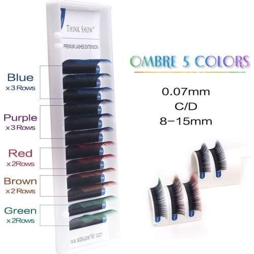 12 rows Ombre color Eyelashes Maquiagem Make up Mink Lashes Rainbow Color mix Eyelash Soft Cilios For Building Eyelash