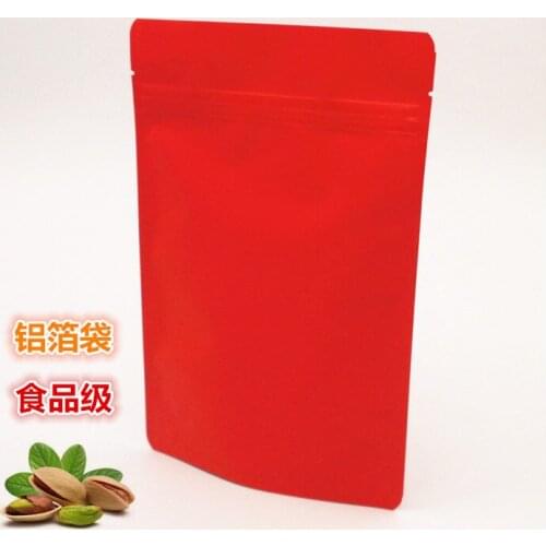 Retail 20Pcs/Lot 15*23cm Matte Red Pure Aluminum Foil Stand Up Zipper Heat Seal Ziplock Bag Snack Mylar Zip Lock Package Bags
