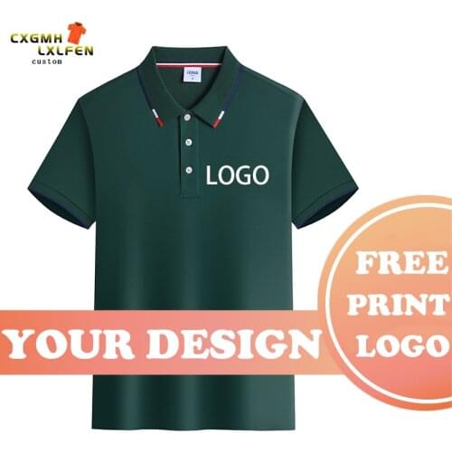 POLO shirt men and women can wear 11 colors custom logo all-match T-shirt high-end loca cotton lapel printing DIY brand text
