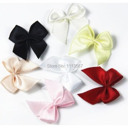 200pieces Craft Assorted Colors Bow Satin Ribbon Bows Appliques for Headband Hair Cloth Wedding Dress Sewing Accessories XSP5