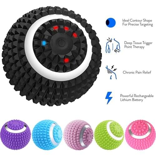 Silicone Vibrating Massage Yoga Ball Electric Roller Muscle Relaxation Apparatus Trigger Training Waist & Abdomen Foam Roller