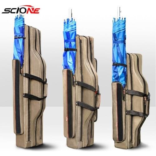 Outdoors 2/3 Layer Fishing Bag Waterproof 80 120cm Large Capacity Fishing Rod Carry Bag Tackle Backpack sac de pêche XA169G