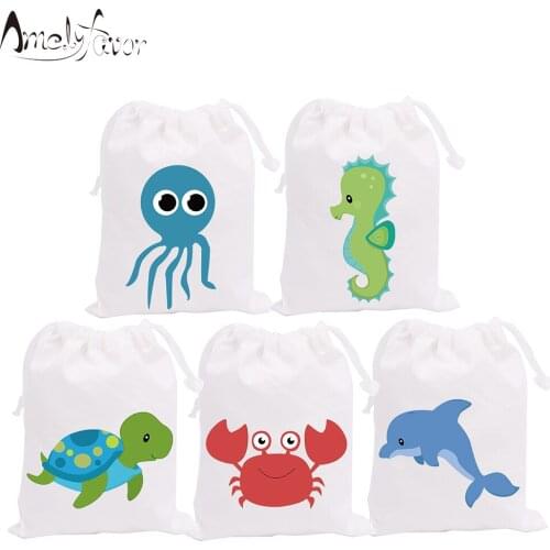 Under the Sea Party Favor Bags Marine Animals Theme Crab Octopus Gift Bags Baby Shower Kids Birthday Party Container Supplies