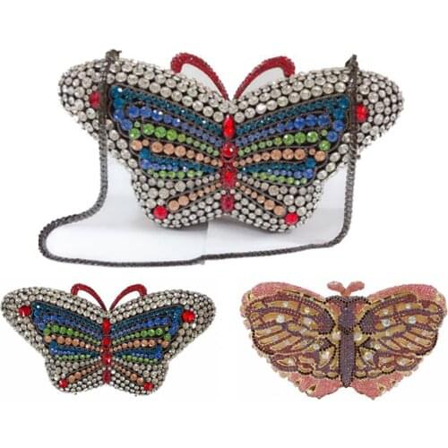 Butterfly Shape Diamond Clutch Evening Bags Women Bridal Crystal Purses And Handbags Luxury Brand Banquet Party Dinner Mini Bag