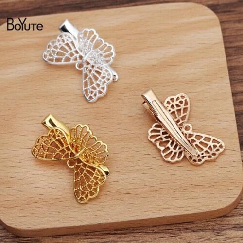 BoYuTe (10 Pieces/Lot) 24*34MM Alloy Hollow Butterfly Hair Clips Factory Supply Handmade Diy Hair Accessories Materials