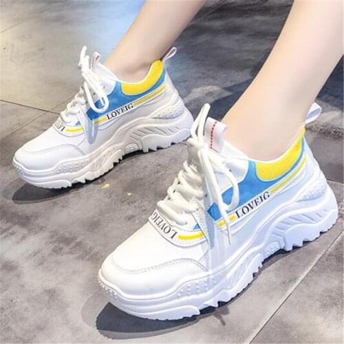 New2020 Women Shoes Spring Womens Shoes Platform Ladies Sneakers chunky Shoes casual women shoe Women Sneakers Plus 35-42 White