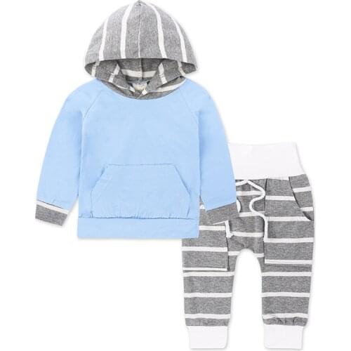 Winter Long Sleeves Solid T-shirt With Caps Kids Pants Child Clothes Outerwear Sets Toddler Boy Clohing
