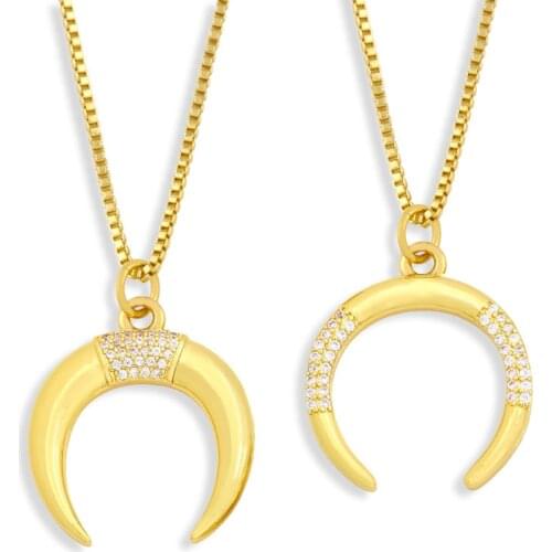 Gold Moon Necklace Trendy Punk Street Style Crescent Chain Choker For Best Friend Friendship Couple Jewelry