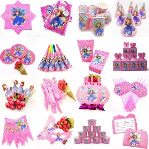 10 Kids Sofia Princess Disposable Tableware Happy Birthday Party Supplies Festival Decoration Event Party Favor Gender Reveal
