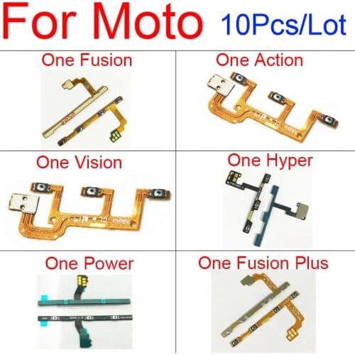 10pcs Volume & Power Side Button Flex Cable For Motorola Moto One Action Vision Hyper Fusion Plus Zoom Macro Repair Parts