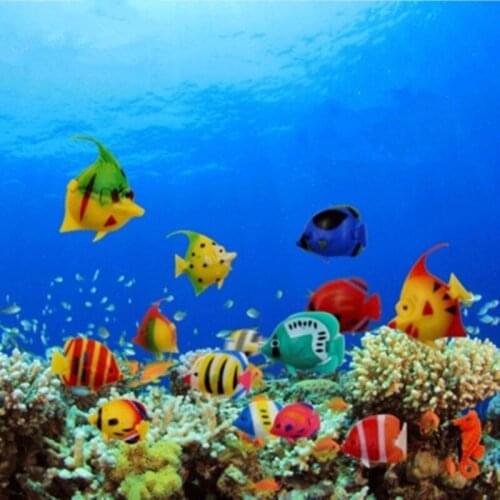 12pcs DIY Floating Plastic Tropical Fishes Aquarium Decoration Baby Bath Toy