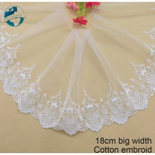 18cm white lace cotton embroidery lace french lace ribbon fabric guipure diy trims warp knitting sewing Accessories#3695