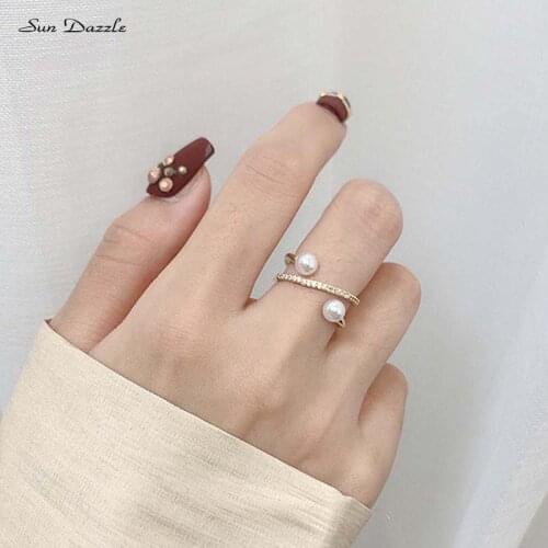 18K Gold Plated Copper 30% Silver Rings for Women High Quality Cubic Zircon Pearls Fashion Hypoallergenic Female Finger Ring