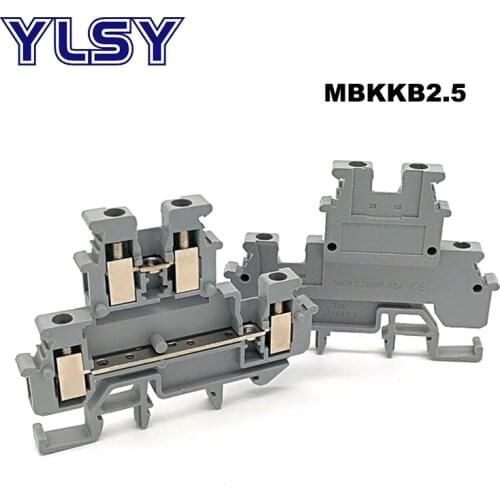 50Pcs Din Rail Dual Row Screw Terminal Blocks MBKKB2.5 Morsettiera Electrical Wire Double Terminals Block Connector Bornier 24A