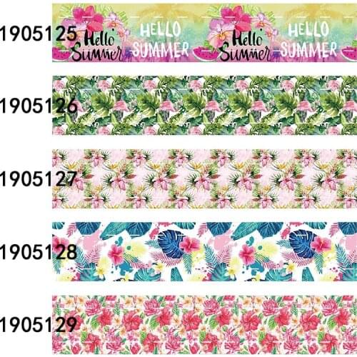 50 yards/lot) Watercolor flower printed floral ribbons and foe elastic ribbon for women hair accessories