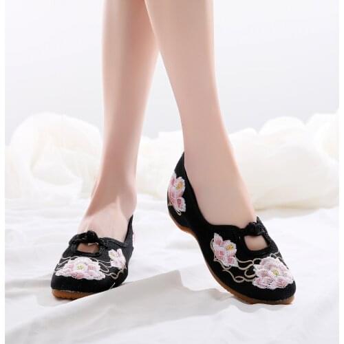 Cotton Embroidery Women Comfort Ballet Flats Vegan Ladies Casual Canvas Slip-on Ballerinas Denim Dance Costume Shoes