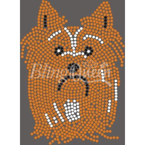 BlingQueen 25PCS/LOT Custom Iron On Hot Fix Rhinestone Transfers Yorkie Puppy Design