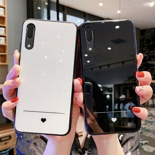 For OPPO A12 A12E A52 A72 A92 A9 A5 2020 Case Simple Slim Heart Hard Tempered Glass Cover For OPPO A31 A5S A3S F11 Pro f7 F9 F1s