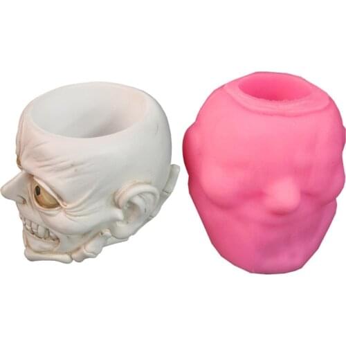 Halloween Skull Flowerpot Epoxy Resin Mold Aromatherapy Plaster Silicone Mould DIY Crafts Plant Pot Pen Holder Mold