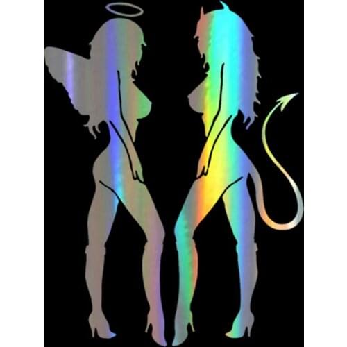 DecalsMe Car Sticker 10.5*14cm ANGEL DEVIL Sexy Girl fun 3D Sticker On Car Stickers and Decals Rear Window Vinyl Car Styling