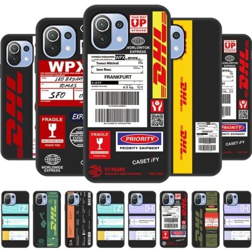 DHL Label Case For Xiaomi Mi 11 Ultra 11 Lite Phone Case Back Cover For Xiaomi Mi 10T Pro 10 T Lite Note 10 Pro Max Fundas Soft