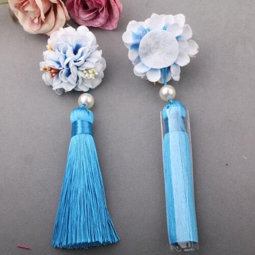 Chinese Princess Colorful Simulation Flower Long Tassels Headbands Hair Girls Hair Ornament Cute Hair Accessories Without Clips