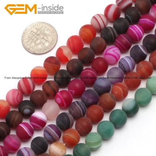 Gem-inside Round Matte Frost Agates Beads For Jewelry Making 6-14mm 15inch DIY Beads Jewellery Gift