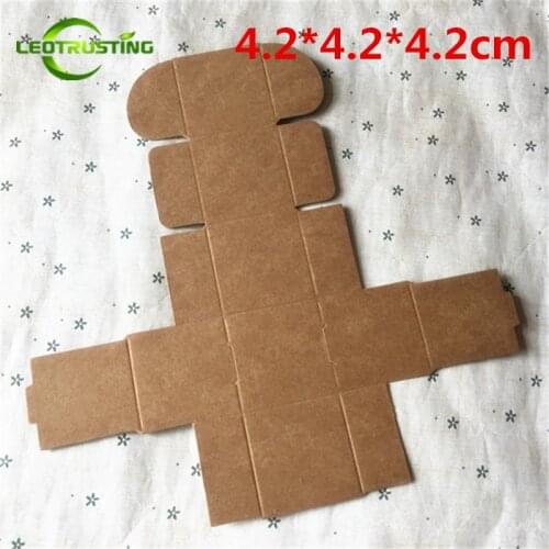 Leotrusting 50pcs 4.2*4.2*4.2cm Brown Kraft Paper Box Natural Kraft Paper Gift Packaging Box Handmade Candy Paper Cardboard Box