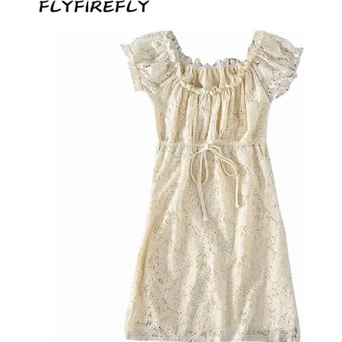 Summer dress women white sexy party dresses short sleeve elegant mini dress korean vintage vestidos streetwear lace ladies dress