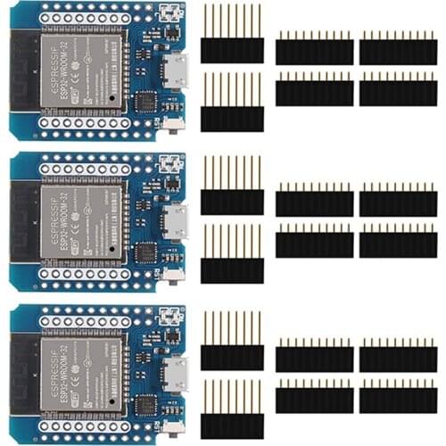 D1 Mini NodeMCU ESP32 ESP-WROOM-32 WLAN WiFi Bluetooth IoT Development Board 5V Compatible for Arduino (3Pcs)