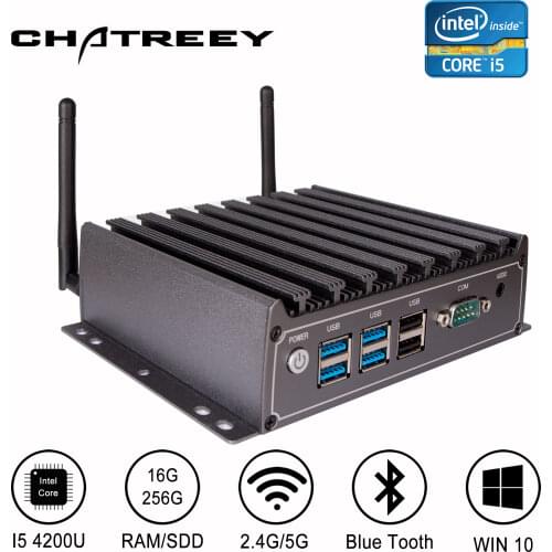 Intel Core i5 4200U i7 4500U Mini PC fanless industrial Desktop Computer with Windows 10 or Linux thin client HTPC