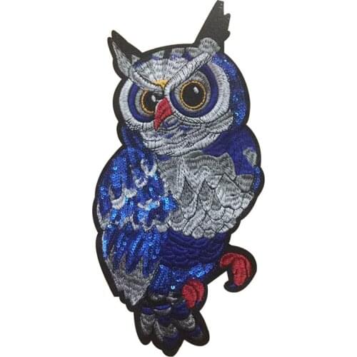 Fashion Eagle Sequined Patch Owl Cartoon Sew on Patches for Clothing Embroidery Stripe on Clothes Cute DIY Sequin Applique Badge