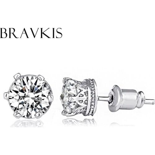 BRAVEKISS Fashion Crystal Stud Earrings Round Earrings Studs for Women Zircon Ear Piercing Earings Accesorios Mujer 2019 BUE0159