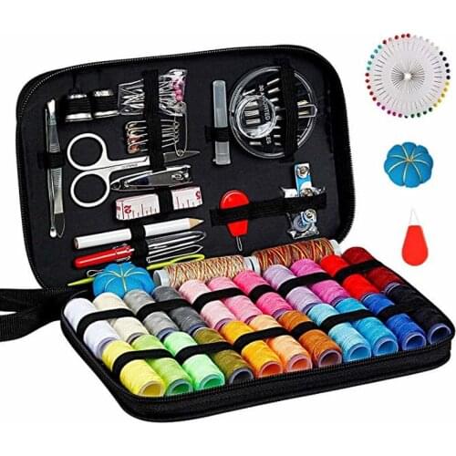 Sewing Kit Art Craft, DIY Handmade Sewing Thread and Repair Kit Supplies Full of 126 Essential Tools in Zip Box Include Scissors