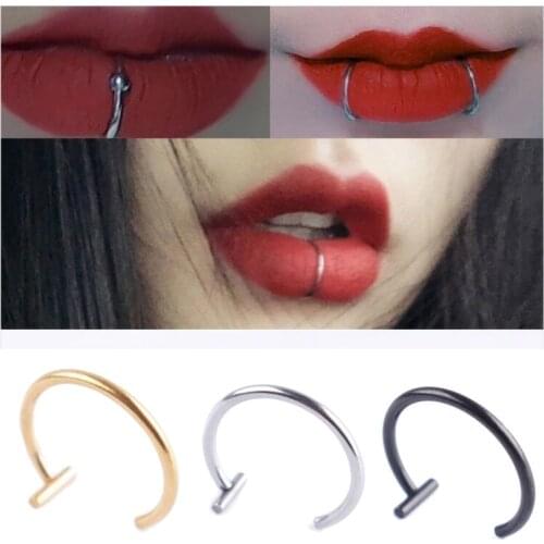 5 Pcs Fake Piercing Stud Set Ear Lip Nose Rings Fake Diaphragm Clip with Perforated Lip Hoop Body Jewelry Gifts