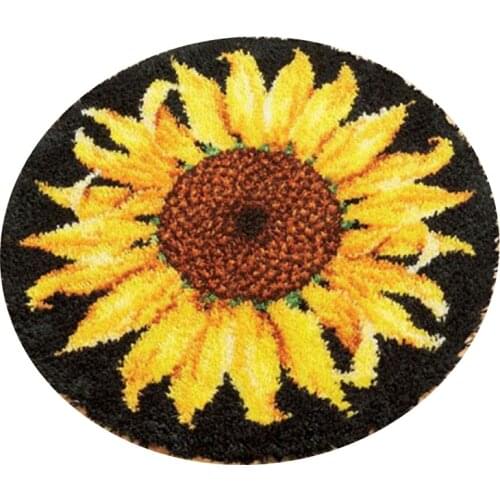 Latch Hook Kit, DIY Crochet Yarn Kits, 20.4 x 20.4 Inch Sunflower Rug Making Crafts for Kids Adults and Beginners
