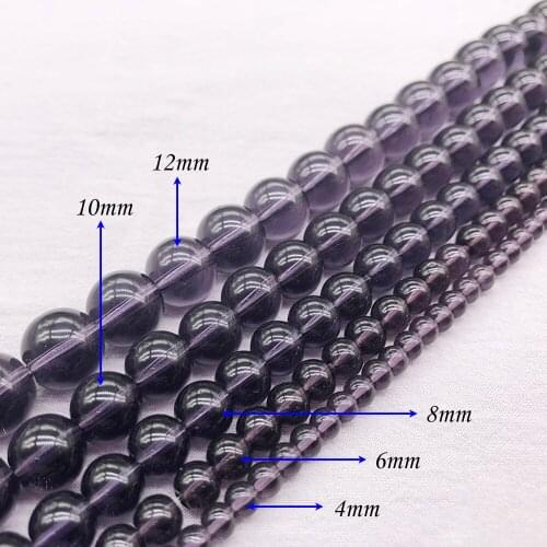 Natural Stone Purple Crystal Quartz Amethyst Round Loose Charm BeadsFitMulti-purpose Jewelry Making 4 6 8 10 12 MMPick Size J264