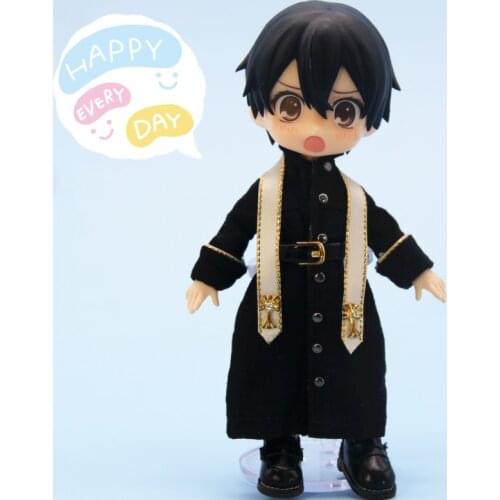 New 16cm BJD Ob11 Doll Clothes Black Priest Robe Suit Cosplay 1/12 Dolls GSC PD9 Molly Universal Accessory Toys