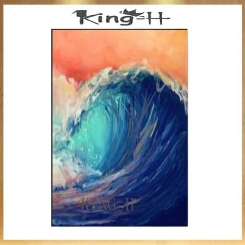 Beautiful seascenery picture home wall decoration Handmade oil painting on canvas blue waves landscape for living room bedroom