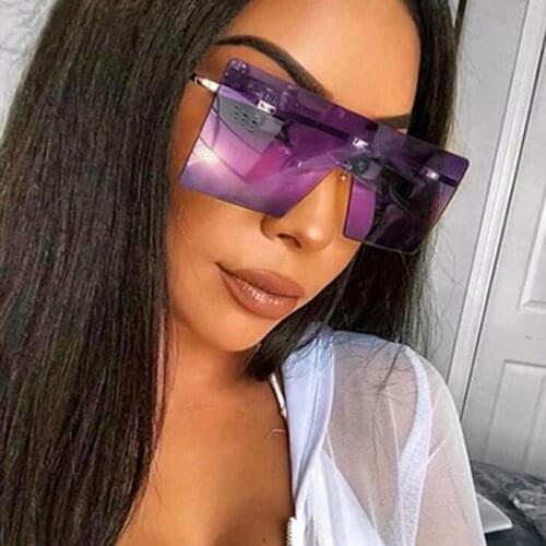 Oversized Rimless Square Sunglasses Women Men Brand Designer Sun Glasses Female Vintage Big Frame Gradient Unisex Oculos De Sol