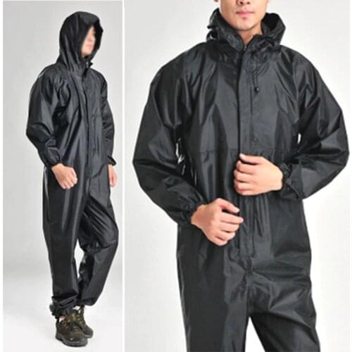 Black Fashion Adult Waterproof Long Raincoat Women Men Rain Coat Hooded For Outdoor Hiking Travel Fishing Climbing Thickened