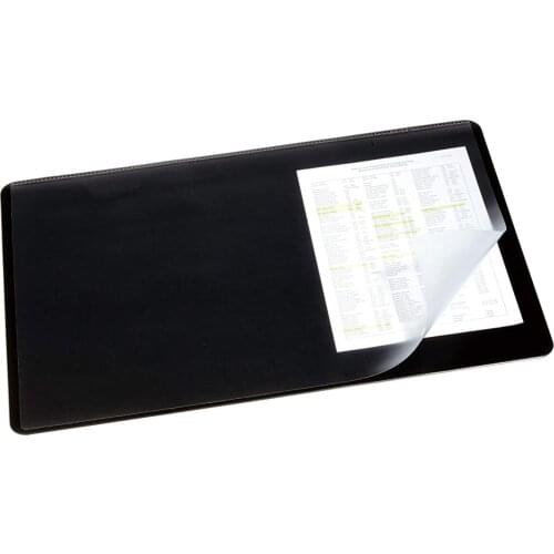 Durable 720201 Desk Mat with Transparent Overlay - Black