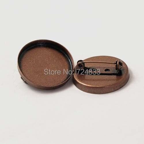 Blank Brooch Base Round Deep Wall Bezel cups Cabochons Brooches Pins Back Settings Stuffs Findings Antique Copper tone Wholesale