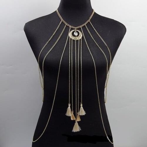 Sexy Body Chain Bra Top Waist Belt Queen Crystal Tassel Fashion Metal Festival Jewelry Accessories Sex Role Playing Adult Toys