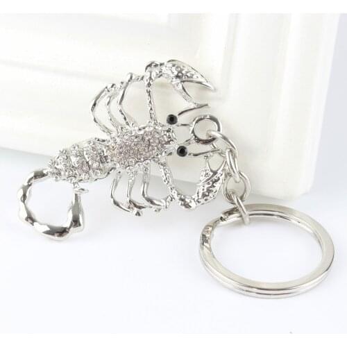 Silver Scorpion Crystal Charm Purse Handbag Car Key Ring Chain Party Wedding Birthday Creative Gift